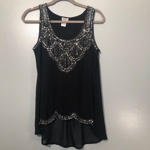 💕Silver Beaded Sheer Tank